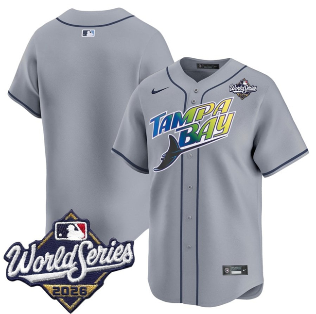 Men's Grey Tampa Bay Rays Blank 2026 World Series Limited Stitched Baseball Jersey